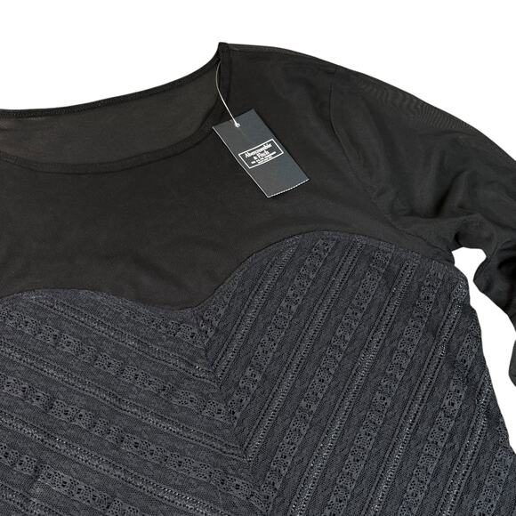 NWT‎ Abercrombie & Fitch Black Mesh Crepe Sweetheart Lace Bodysuit Whimsigoth M - Picture 3 of 9